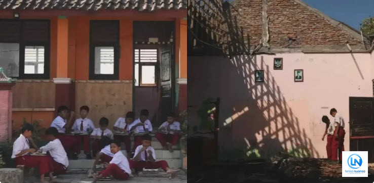 Ironi Program Makan Bergizi Gratis di Grobogan, Siswa Santap Makanan Sehat di Tengah Kelas yang Roboh